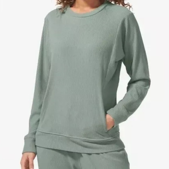 Tommy John Tops - Tommy John Lounge Ribbed Sweatshirt Pull Over Size XS Sage Green